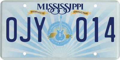 MS license plate OJY014