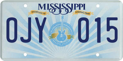 MS license plate OJY015