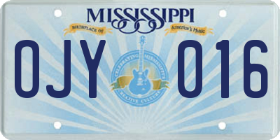 MS license plate OJY016
