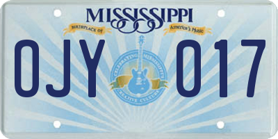 MS license plate OJY017