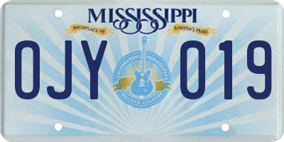 MS license plate OJY019