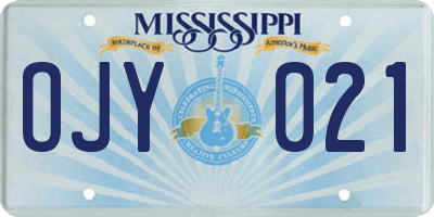 MS license plate OJY021