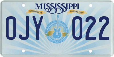 MS license plate OJY022