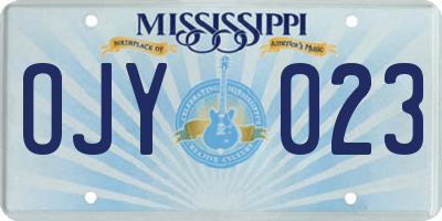 MS license plate OJY023