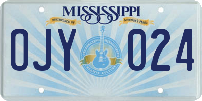 MS license plate OJY024