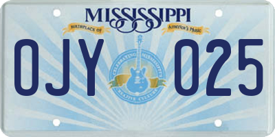 MS license plate OJY025