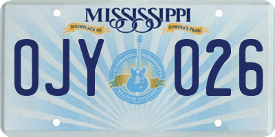 MS license plate OJY026