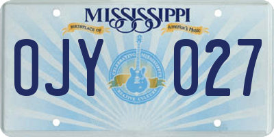 MS license plate OJY027