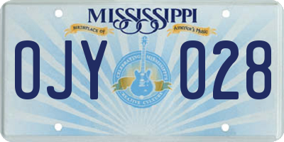 MS license plate OJY028