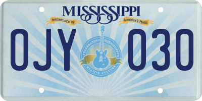 MS license plate OJY030