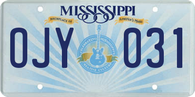 MS license plate OJY031
