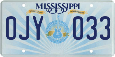 MS license plate OJY033
