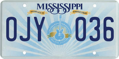 MS license plate OJY036