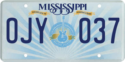 MS license plate OJY037