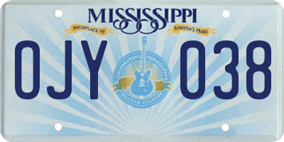 MS license plate OJY038