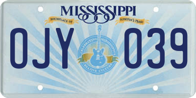 MS license plate OJY039