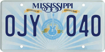 MS license plate OJY040