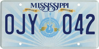 MS license plate OJY042