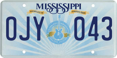 MS license plate OJY043