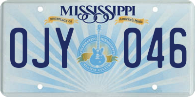 MS license plate OJY046