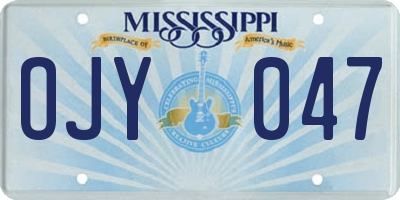 MS license plate OJY047