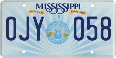 MS license plate OJY058