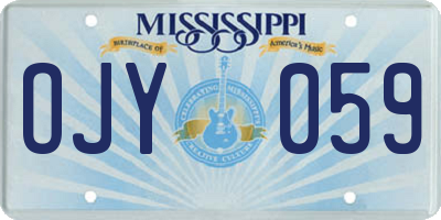 MS license plate OJY059