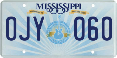 MS license plate OJY060