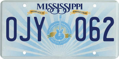 MS license plate OJY062