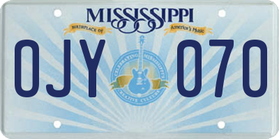 MS license plate OJY070