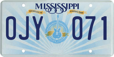 MS license plate OJY071