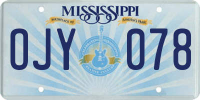MS license plate OJY078