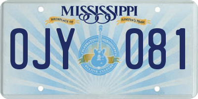MS license plate OJY081