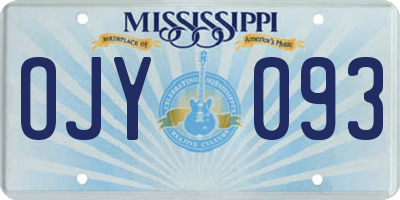 MS license plate OJY093