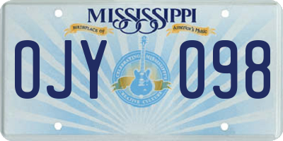 MS license plate OJY098