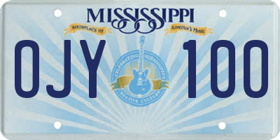 MS license plate OJY100