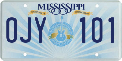 MS license plate OJY101