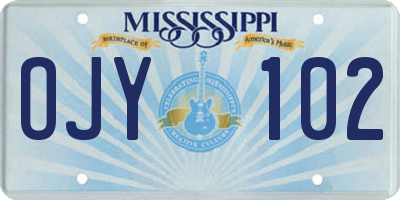 MS license plate OJY102