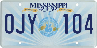 MS license plate OJY104