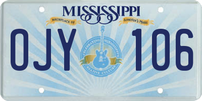 MS license plate OJY106