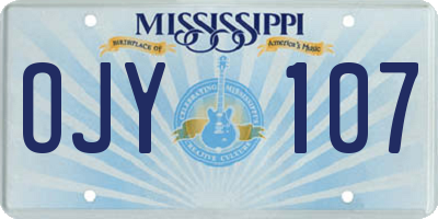 MS license plate OJY107