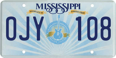 MS license plate OJY108
