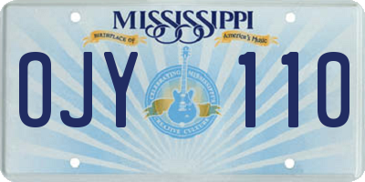 MS license plate OJY110
