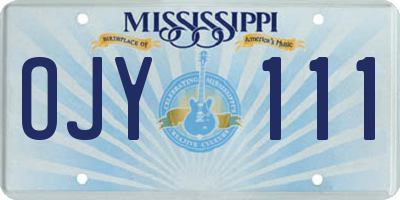 MS license plate OJY111