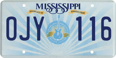 MS license plate OJY116