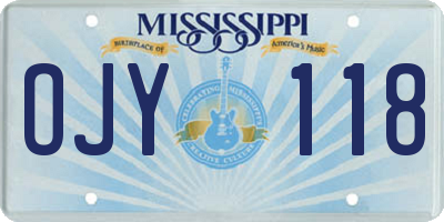 MS license plate OJY118