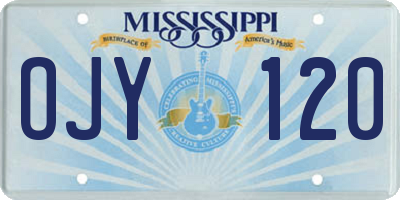 MS license plate OJY120