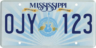 MS license plate OJY123