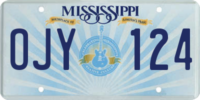 MS license plate OJY124