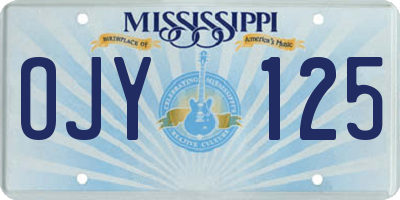 MS license plate OJY125